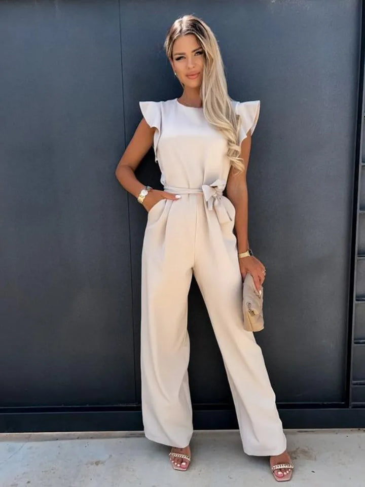 Women's elegant ruffle-sleeved jumpsuit