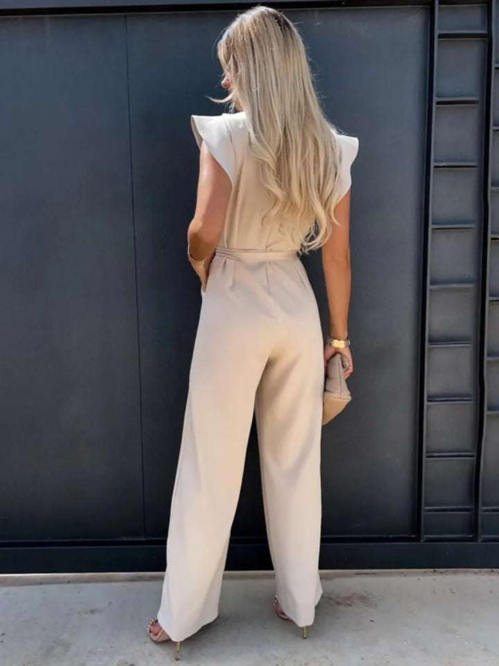 Women's elegant ruffle-sleeved jumpsuit