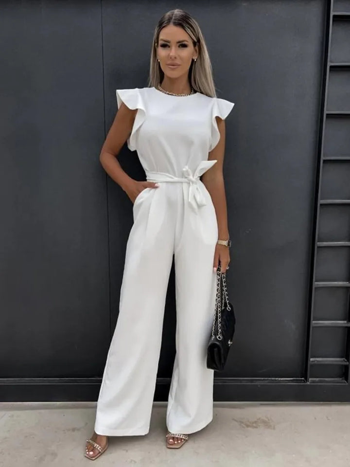 Women's elegant ruffle-sleeved jumpsuit