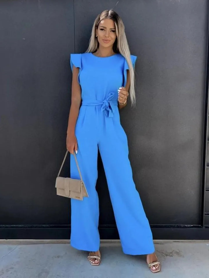 Women's elegant ruffle-sleeved jumpsuit