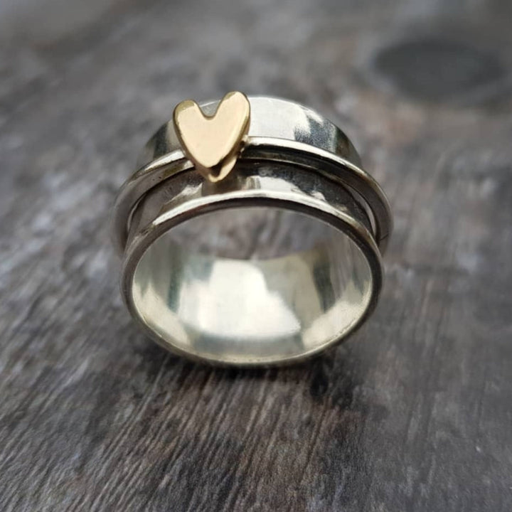 Silver Band Featuring a Gold Heart
