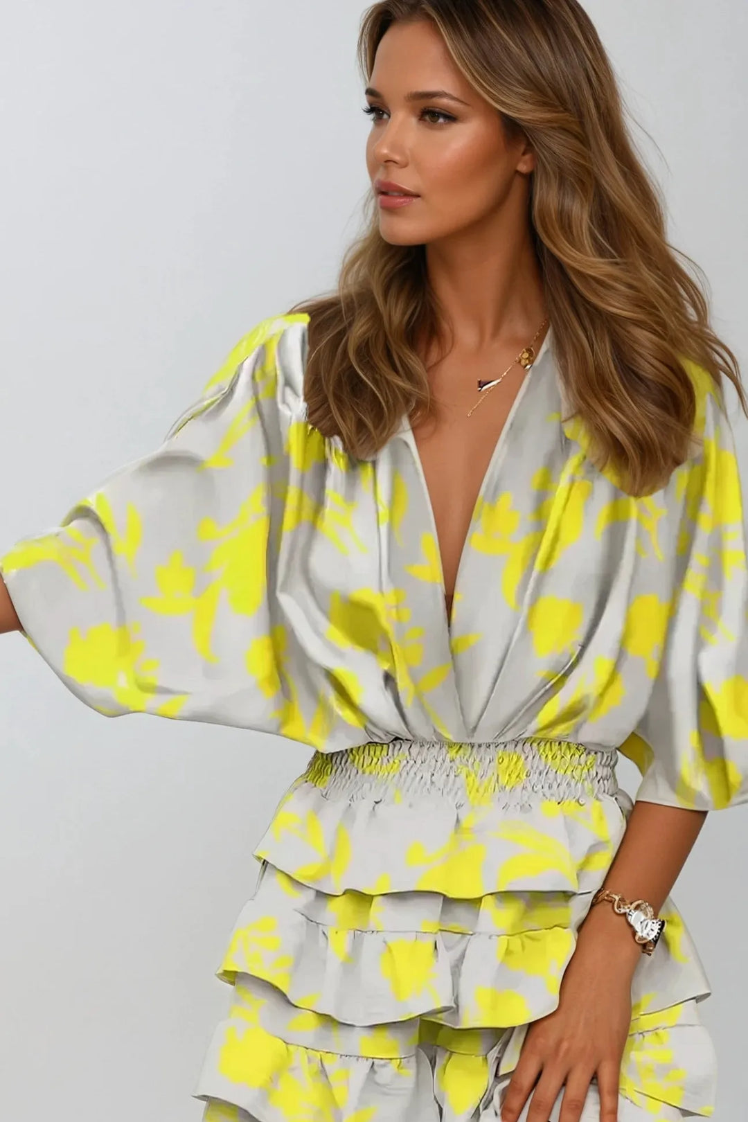 Women's Floral Ruffle Summer Mini Dress