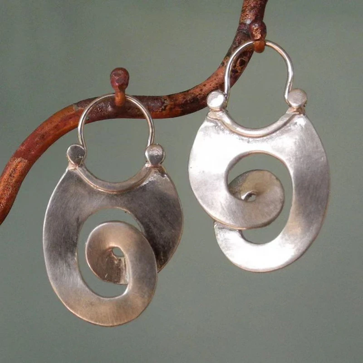 Retro Asymmetrical Silver Earrings