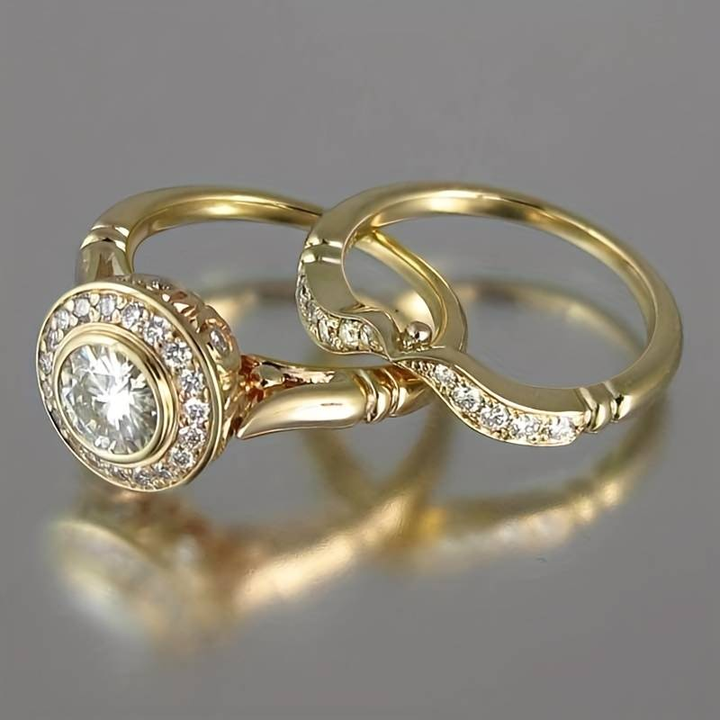 Luxe Vintage Gold Ring with Complimentary Zarkonia Ring